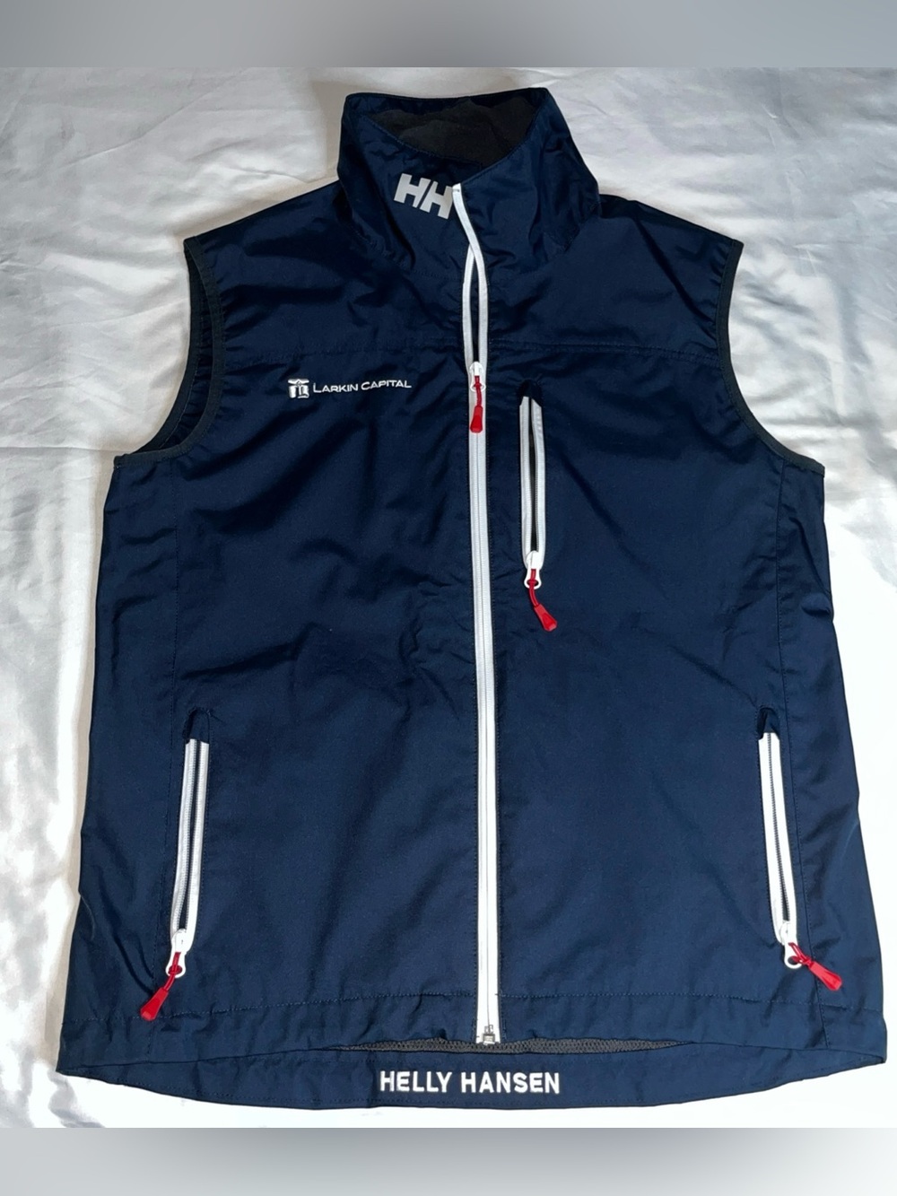 Helly Hansen Gilet Crew Vest Mesh Lined Jacket Medium Navy Blue Company Logo